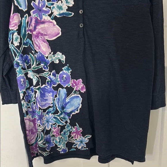 Chico's Navy Tunic with Purple Floral Design - Picture 4 of 8